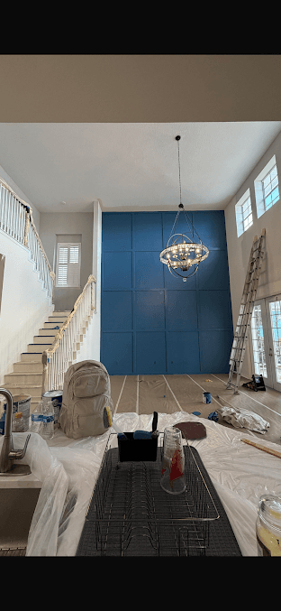 Interior accent wall painted deep teal